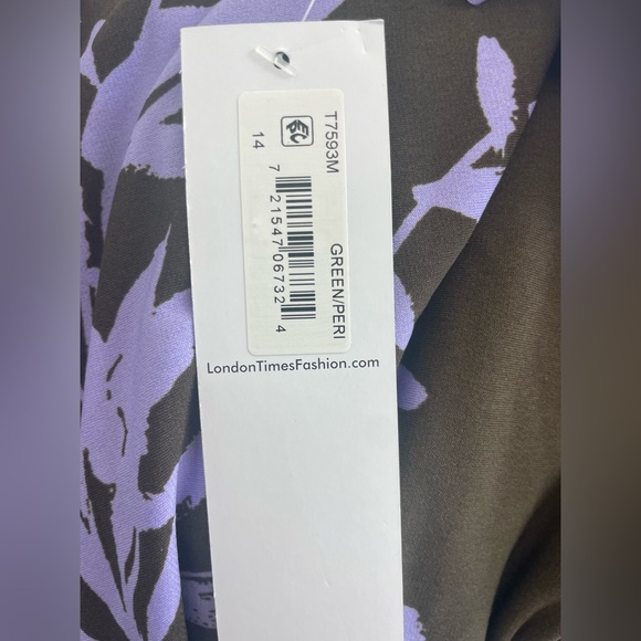 NEW Maggie London Elegant Purple Brown Long Sleeve High Neck Floral Dress 14 - Picture 7 of 11